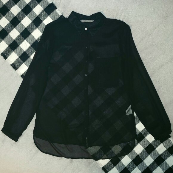 M | Smart Set | Sheer Long Sleeved Button Down Shirt - Picture 1 of 5